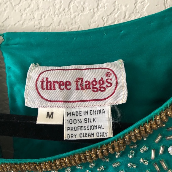 THREE FLAGGS VINTAGE SILK GOLD SILVER BEAD… - Picture 9 of 9